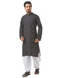 Printed Linen Kurta- Black - Retail Maharaj