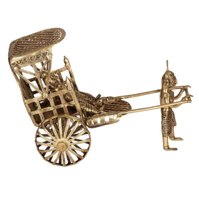 Kolkata’s Famous Handpulled Rickshaw (Static Dokra Showpiece) - Retail Maharaj