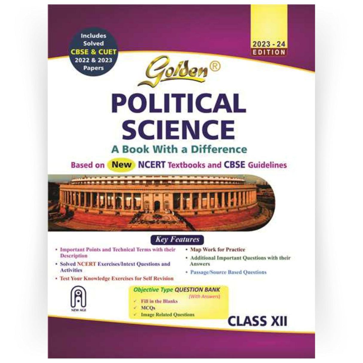 Golden Political Science Class 12 (Based on NEW NCERT Textbooks for CBSE 2026 Board Exams, Includes Solved CBSE & CUET 2024 and 2025 Papers) - Retail Maharaj