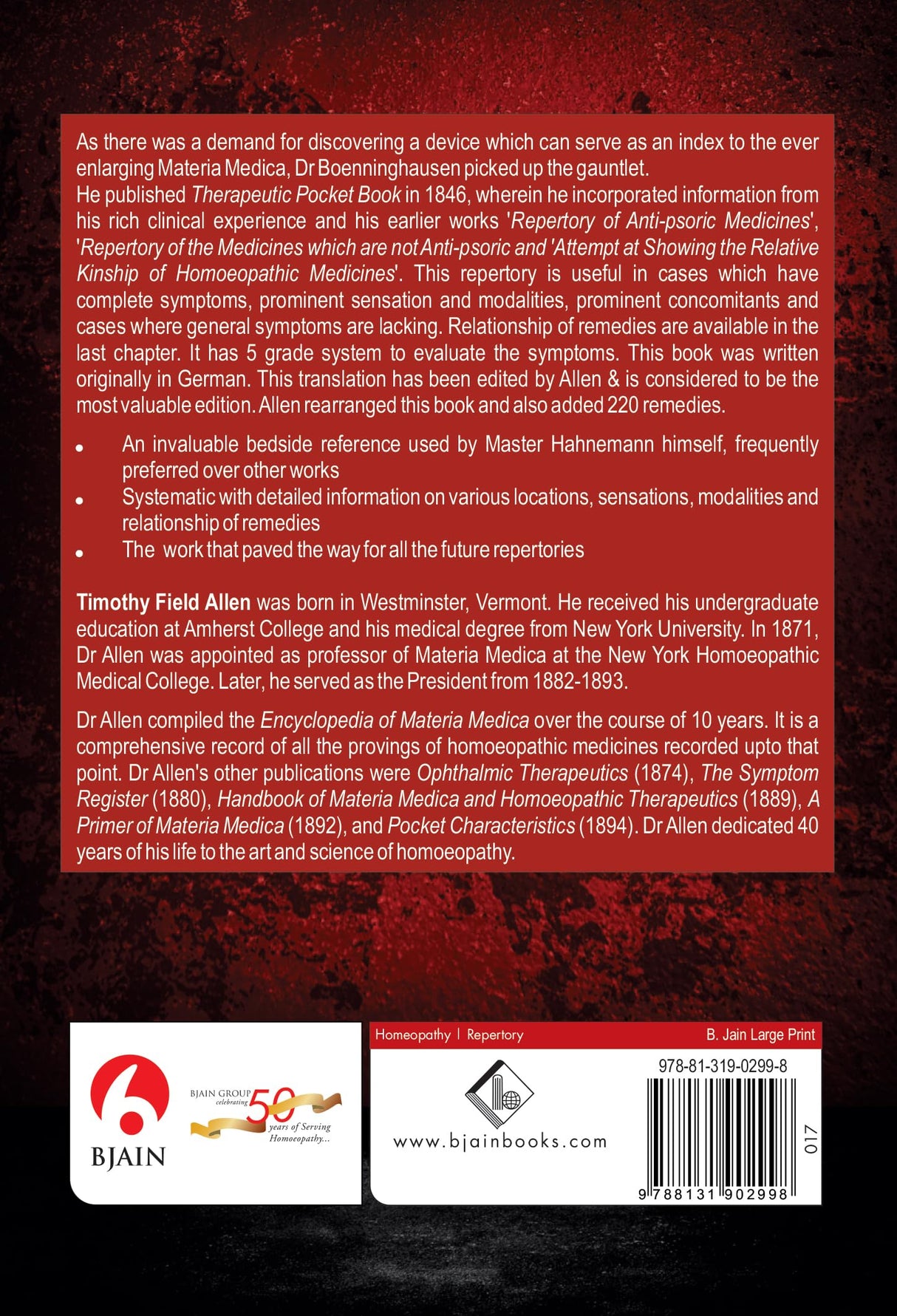 Boenninghausen's Therapeutics Pocket Book - Retail Maharaj