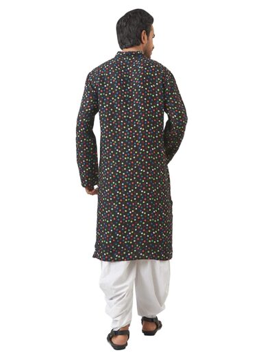 Printed Linen Kurta- Black - Retail Maharaj