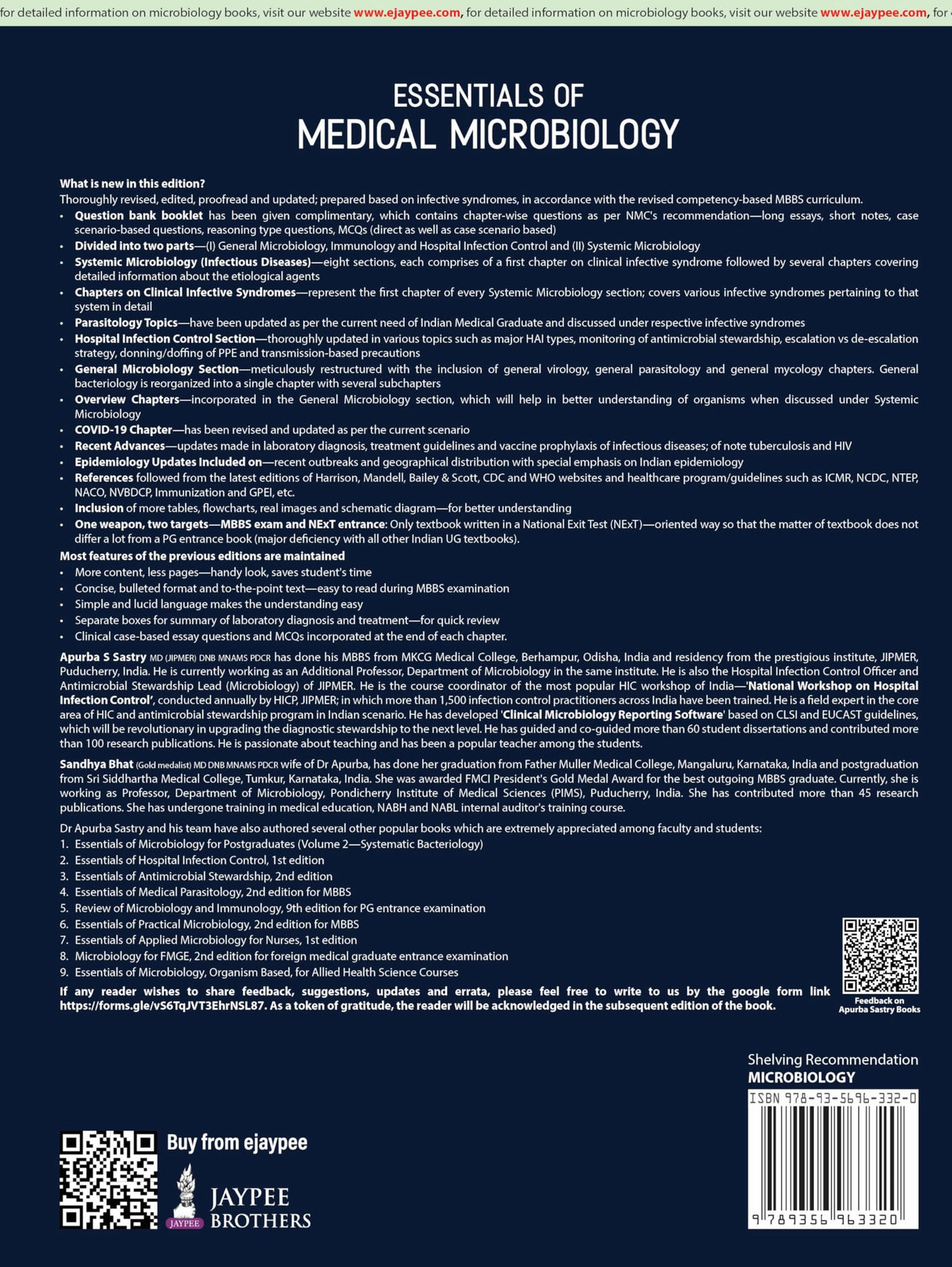 ESSENTIALS OF MEDICAL MICROBIOLOGY WITH COMPLIMENTARY QUESTION BOOK
