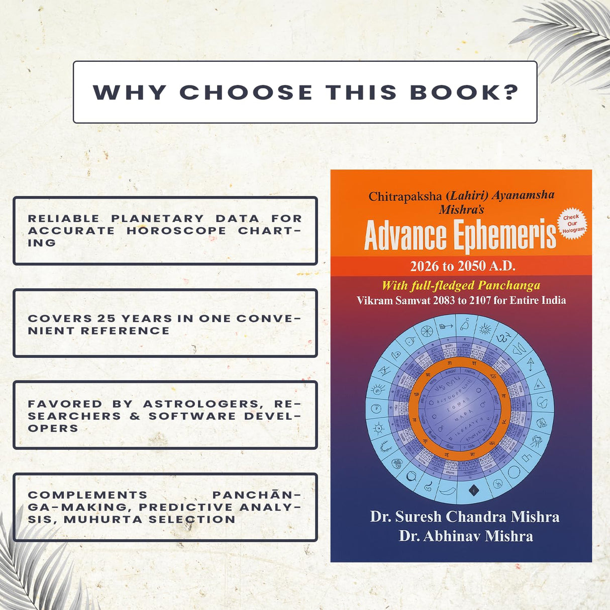 Mishra's Advance Ephemeris 2026-2050, Astrological Reference Book - Retail Maharaj