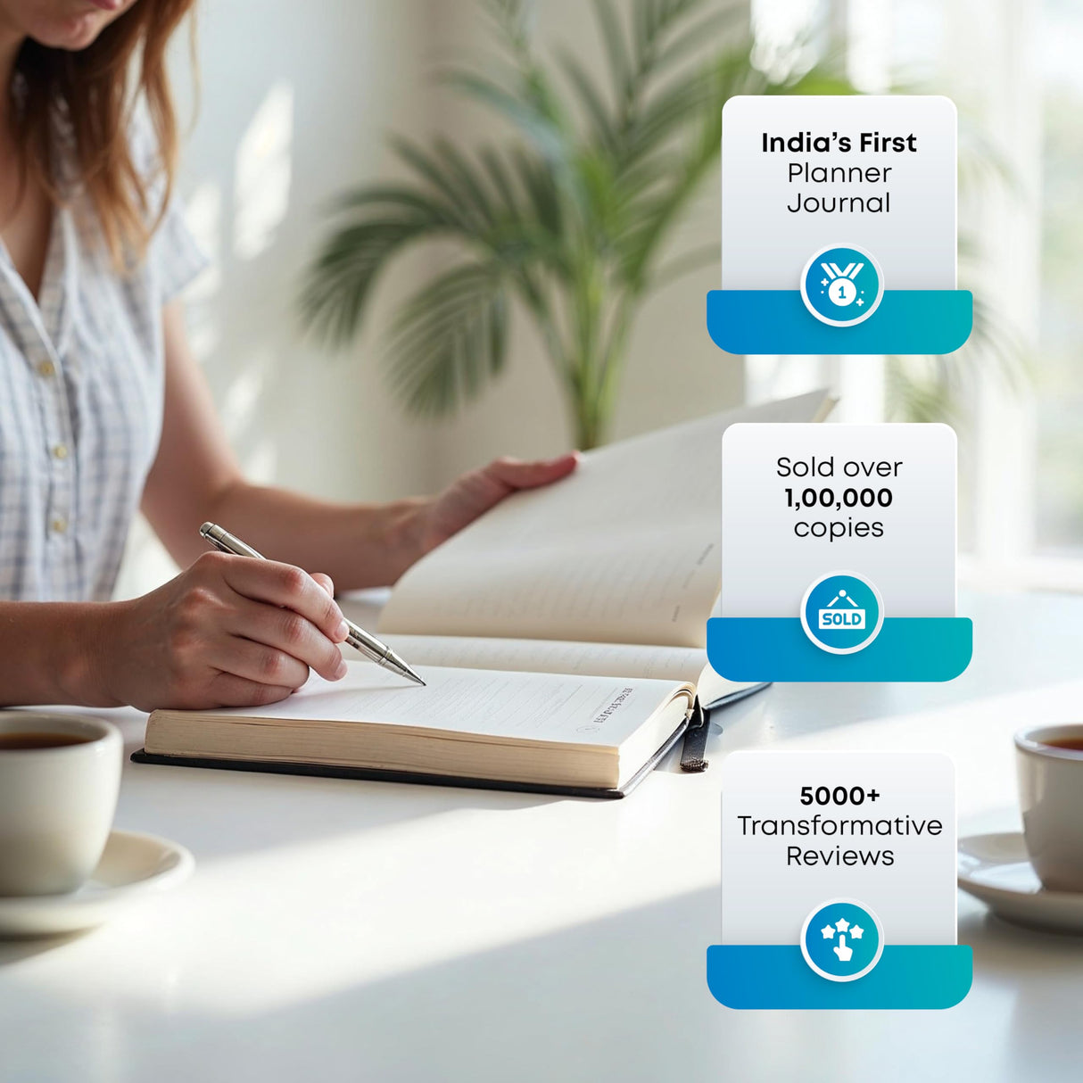 Find Your Balance Undated Planner Journal | Gratitude Journal with Habit Tracker & Mood Tracker | Includes Journaling Stickers | Undated | 4 Months - 300 Pages | (Stone White) - Retail Maharaj