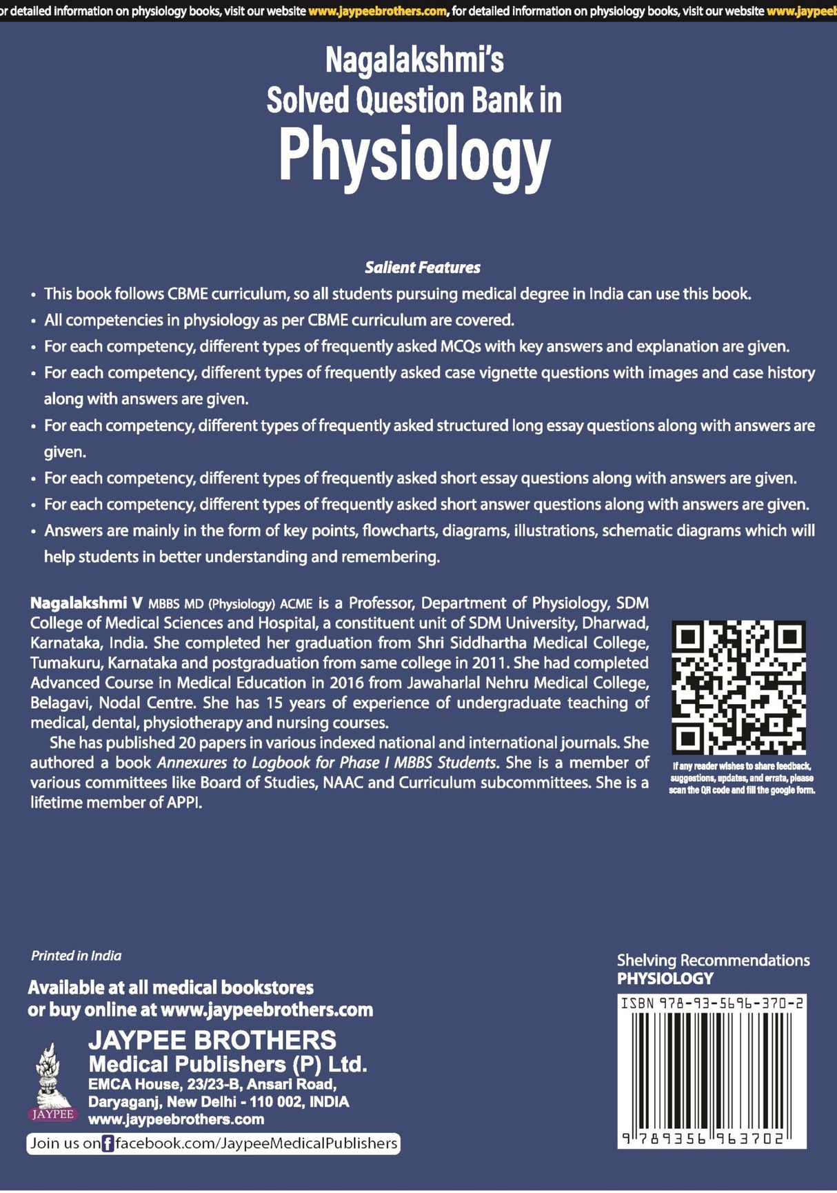 NAGALAKSHMI'S SOLVED QUESTION BANK IN PHYSIOLOGY (ESSAY QUESTIONS, CASE-BASED QUESTIONS & MCQS)