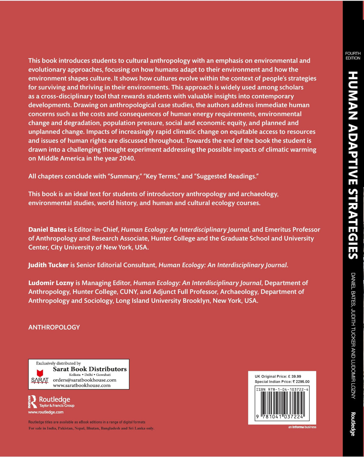 Human Adaptive Strategies:An Ecological Introduction to Anthropology - Retail Maharaj