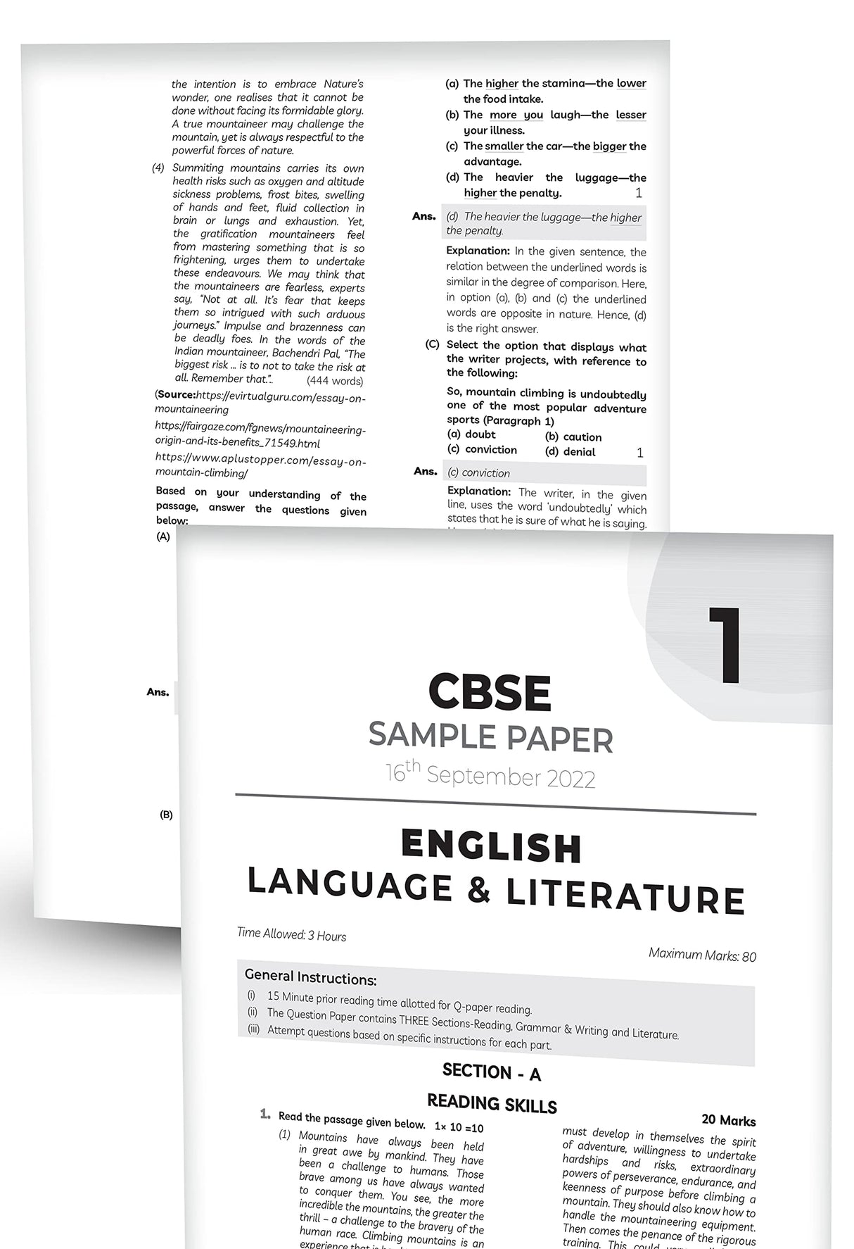 Educart CBSE Class 10 ENGLISH LANGUAGE and LITERATURE Sample Papers 2023 (With Exclusive Topper Answers and Marks breakdown 2022-23) - Retail Maharaj
