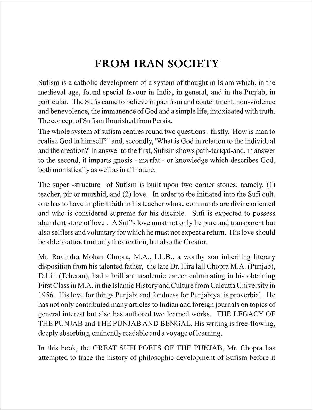 GREAT SUFI POETS OF THE PUNJAB