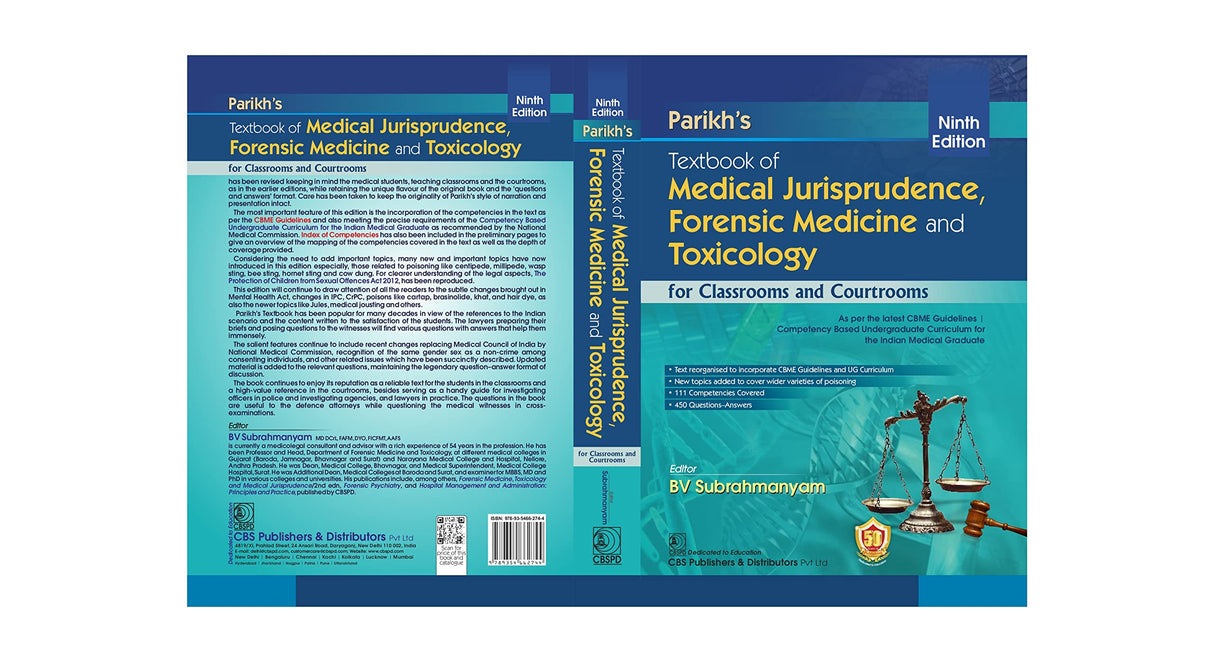 Parikhs Textbook Of Medical Jurisprudence Forensic Medicine And Toxicology For Classrooms And Courtrooms 9Ed (Pb 2025)