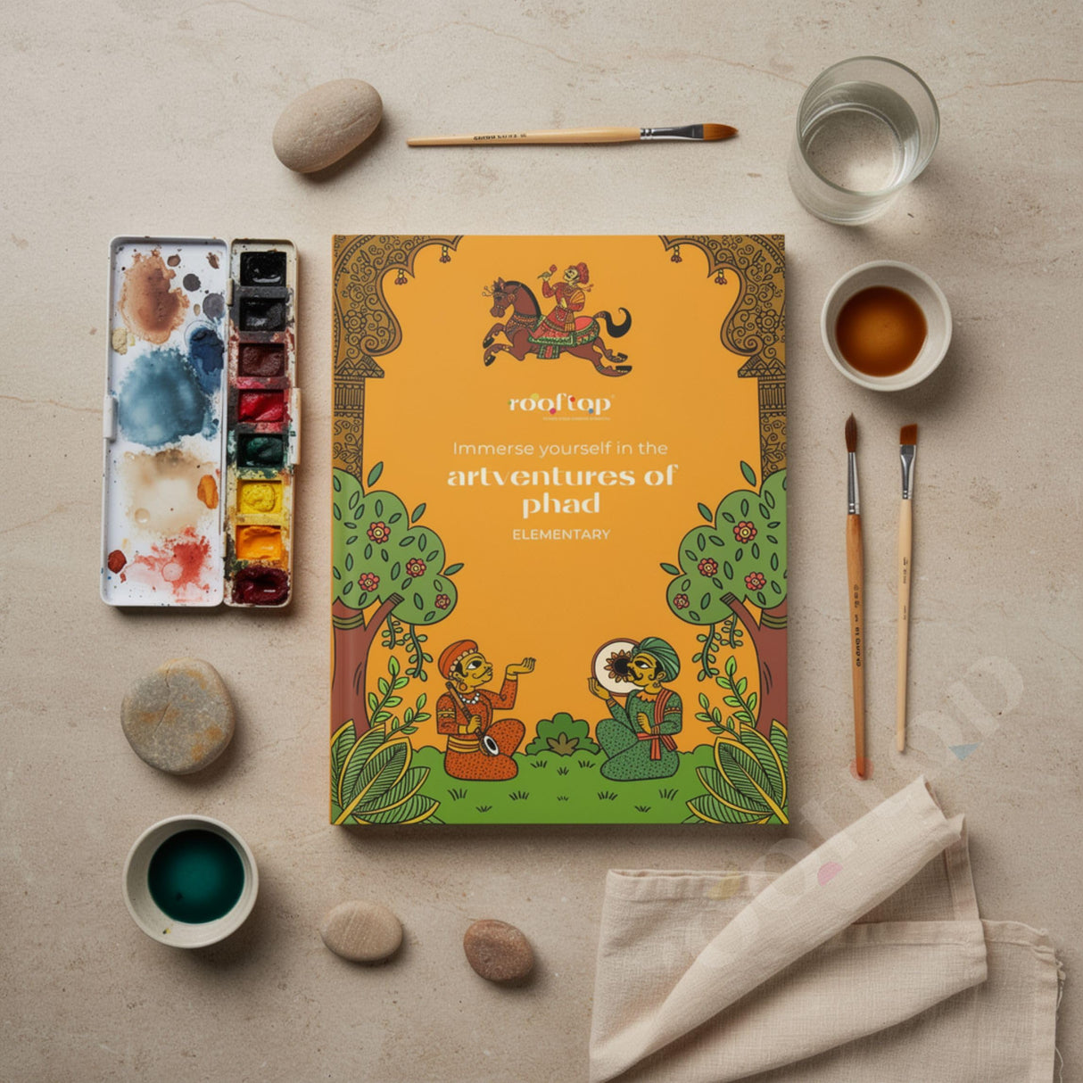 Rooftop Artventures of Phad - Elementary | PAPERBACK (Softcover) | Children's Drawing & Colouring Art Book | DIY Activites, Step-by-step Simple Motifs ... Phad Art Elementary Painting book: english - Retail Maharaj