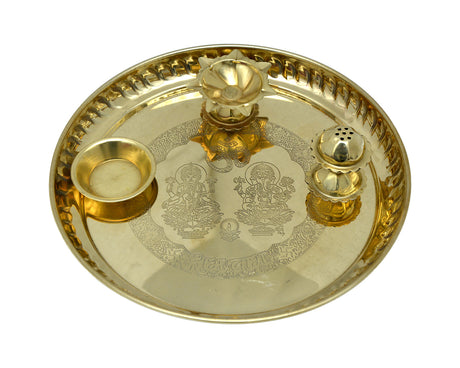 Laxmi Ganesh Arti Dish – Intricately Crafted Dish for Religious Rituals - Retail Maharaj