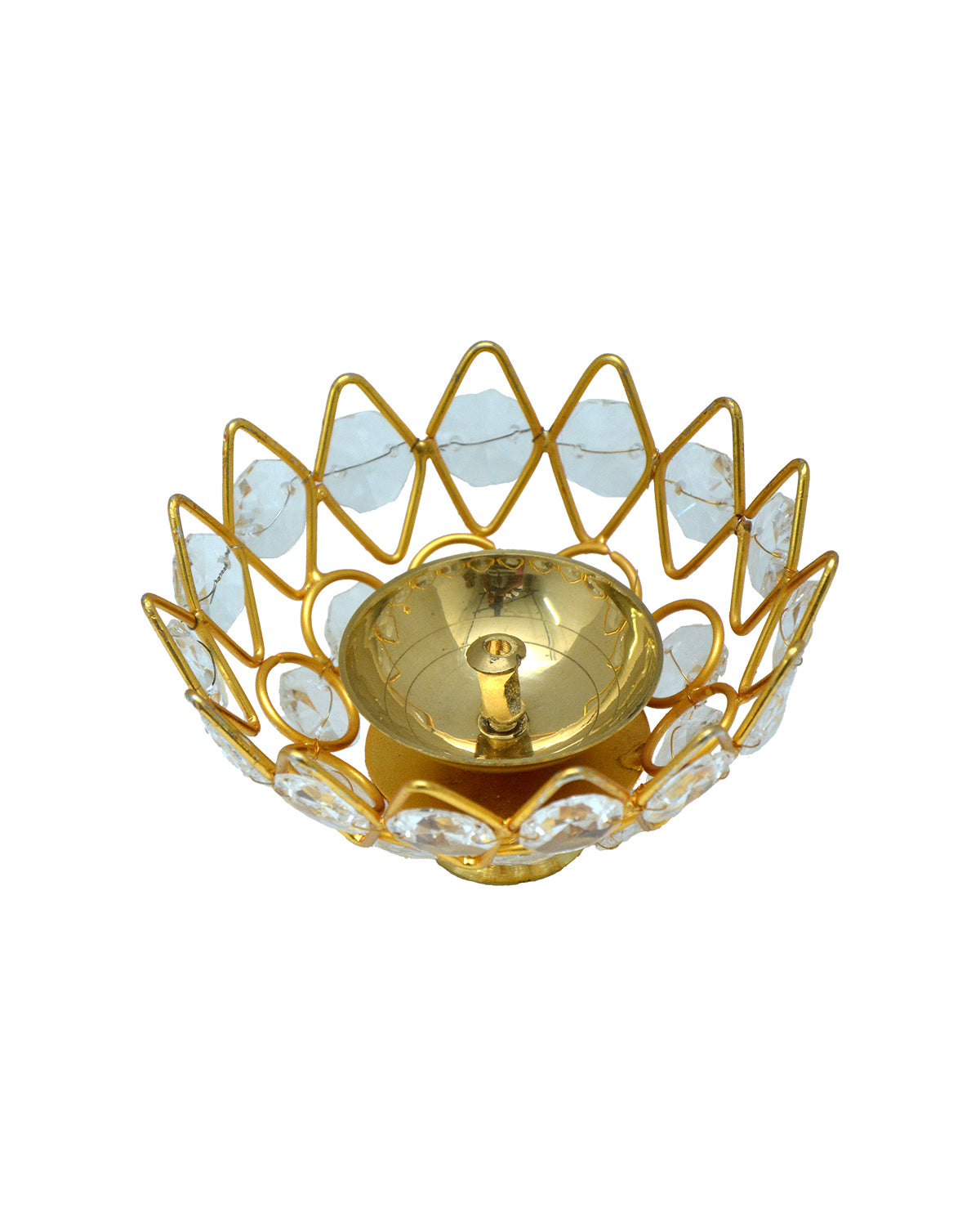 Diamond Lotus Diya (Small) – Radiant Lotus Design for Spiritual Rituals - Retail Maharaj
