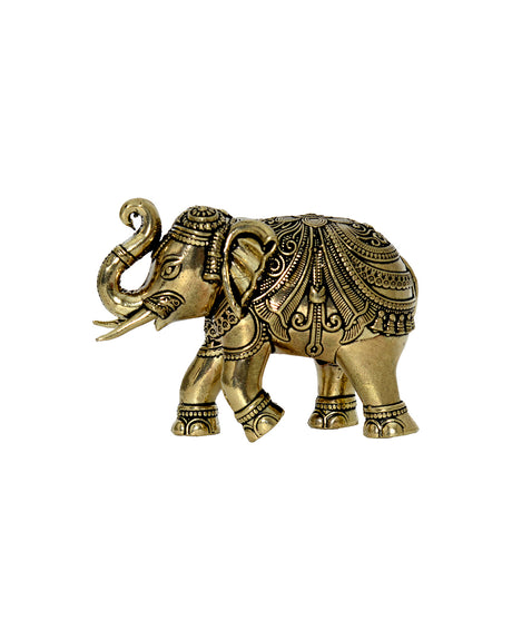 Elephant Brass - Decorative Brass Sculpture Symbolizing Strength and Wisdom - Retail Maharaj