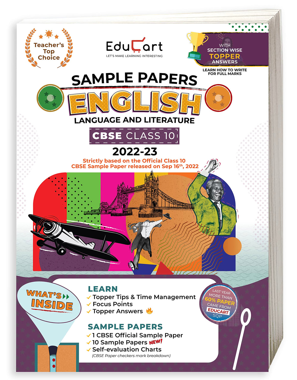 Educart CBSE Class 10 ENGLISH LANGUAGE and LITERATURE Sample Papers 2023 (With Exclusive Topper Answers and Marks breakdown 2022-23) - Retail Maharaj