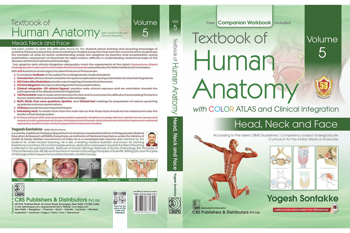 Textbook Of Human Anatomy With Color Atlas And Clinical Integration 2 Vol Set (Vol 5- Head Neck And Face And Vol 6-Brain) With Companion Workbook (Pb 2024)