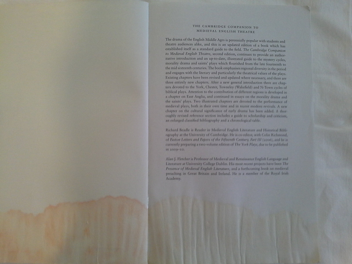 The Cambridge Companion to Medieval English Theatre (Cambridge Companions to Literature) - Retail Maharaj