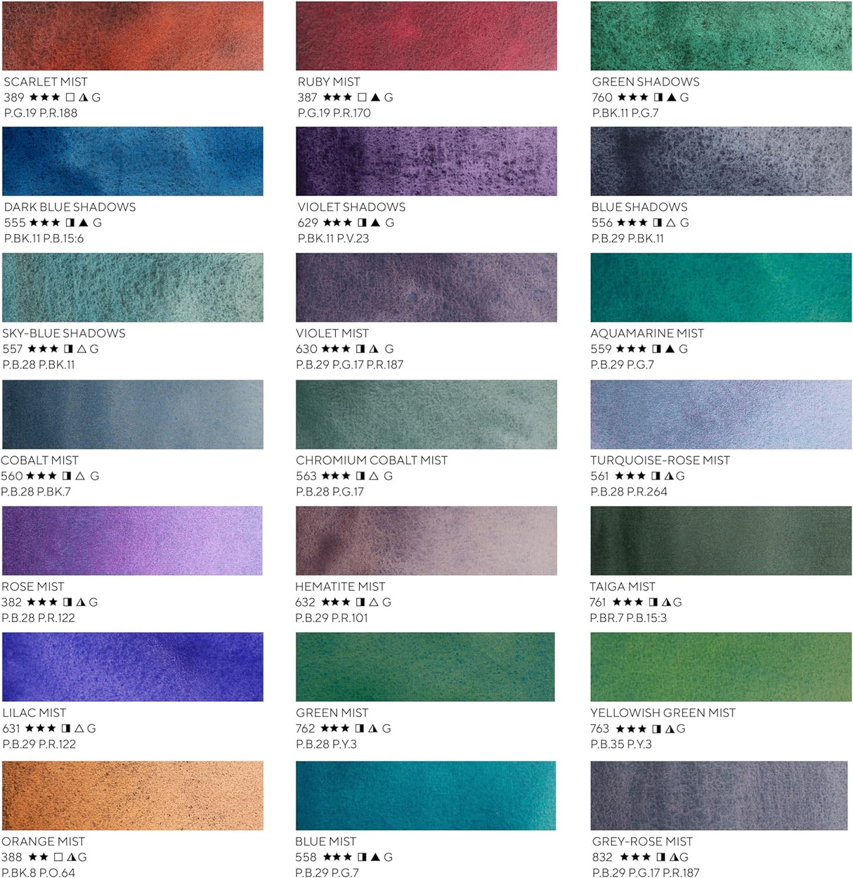 White Nights Granulating Watercolour 21 Full Pans Set