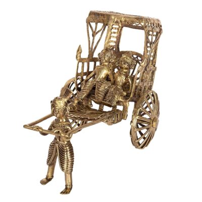 Kolkata’s Famous Handpulled Rickshaw (Static Dokra Showpiece) - Retail Maharaj