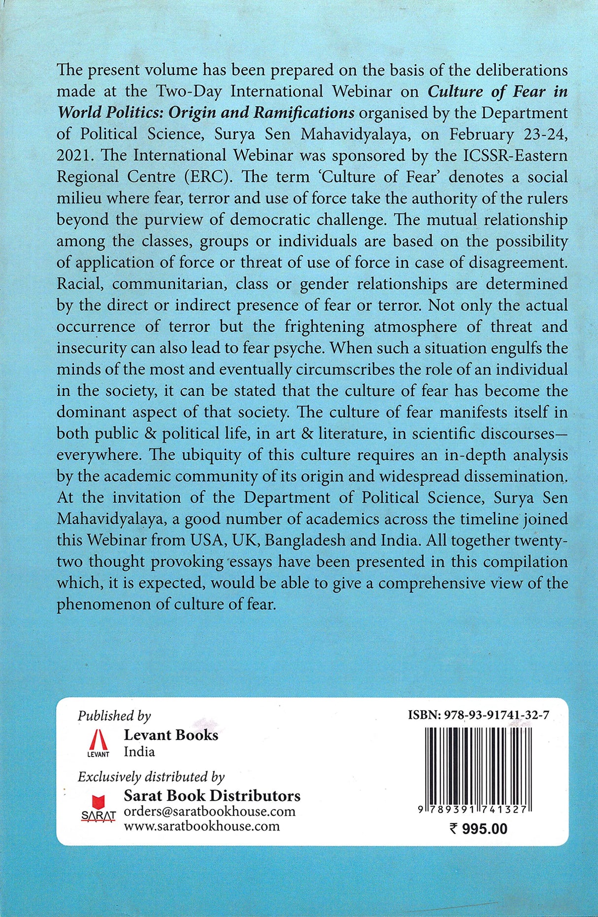 Culture of Fear in World Politics - Origin and Ramifications - Retail Maharaj