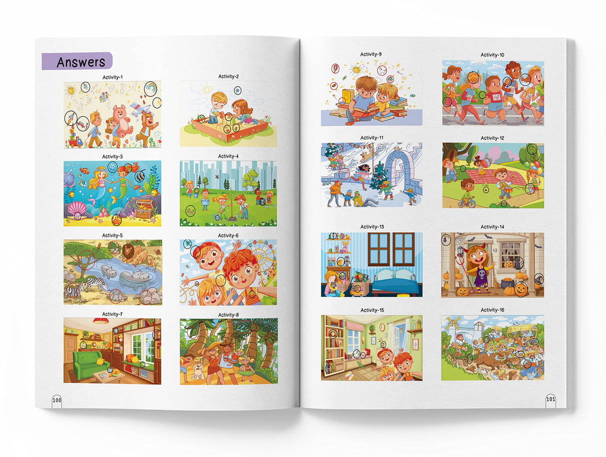 101 Spot the Hidden Objects Activity Book Boost Focus, Visual Discrimination & Observation Skills | Fun and Engaging Puzzles with Thematic Scenes | Ages 4–8 | 2 Hours of Screen-Free Brain-Boosting Fun - Retail Maharaj