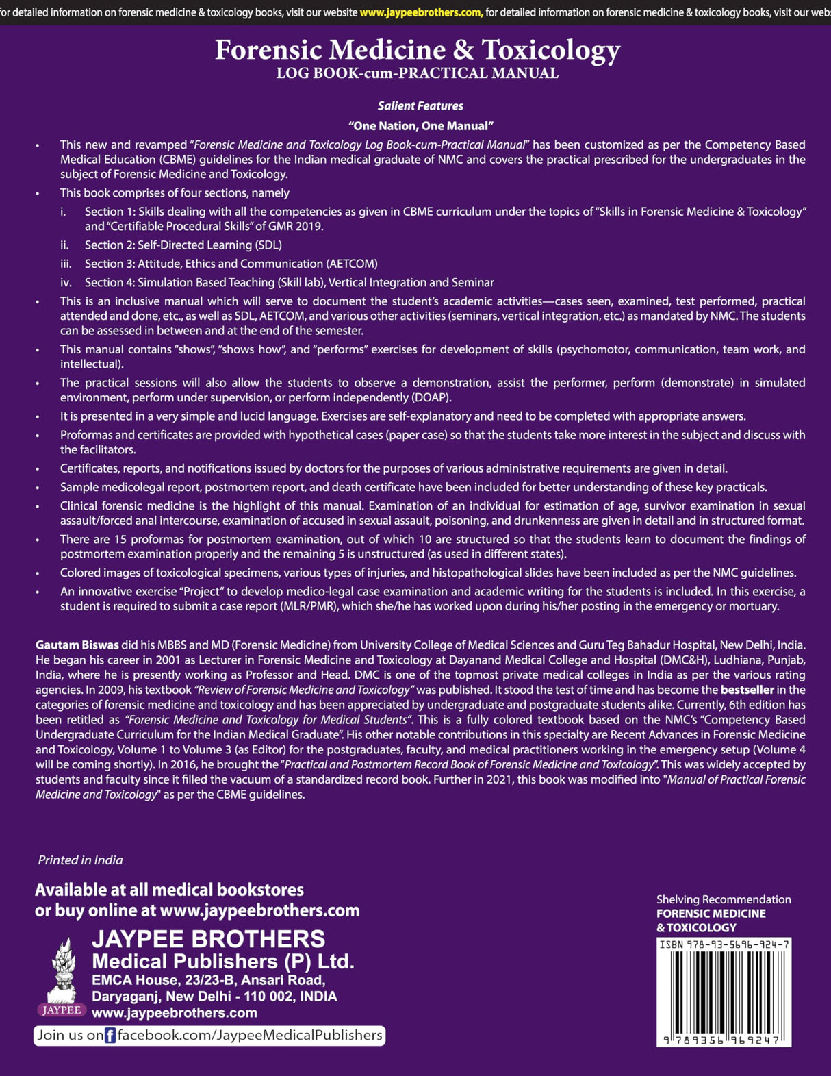 FORENSIC MEDICINE & TOXICOLOGY LOG BOOK-CUM-PRACTICAL MANUAL
