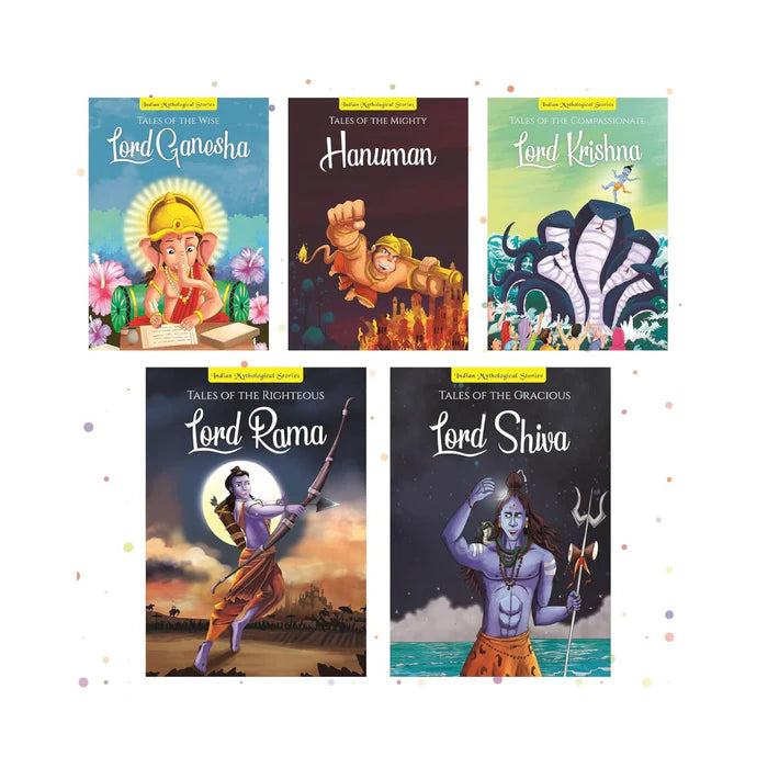 Indian Mythological Stories for Kids- Set of 5 Books - Lord Rama, Shiva, Krishna, Ganesha & Hanuman (Illustrated) - Retail Maharaj