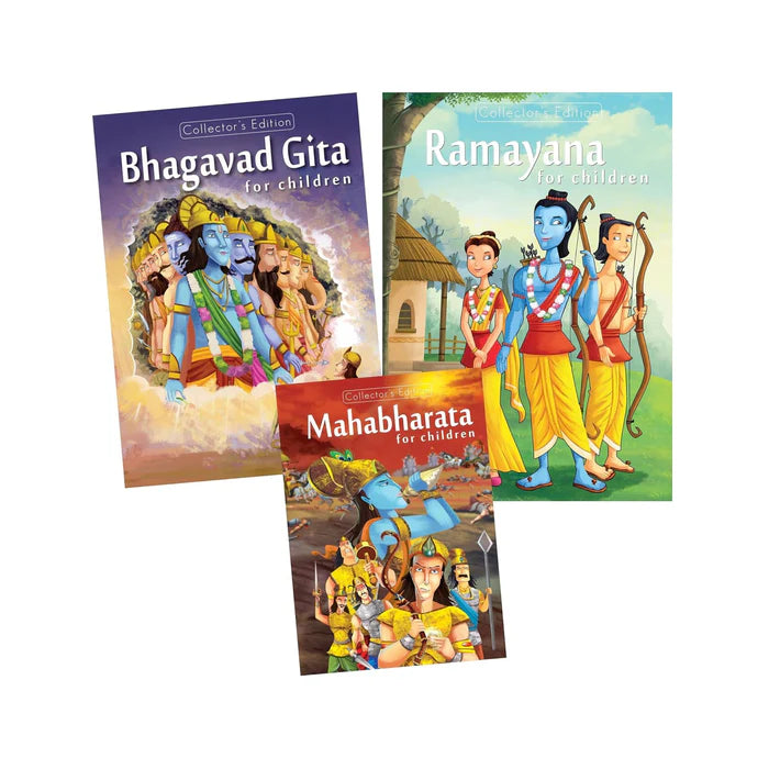 Pegasus Religious Books Set of 3- Shrimad Bhagavad Gita, Ramayana & Mahabharata for Children - Retail Maharaj