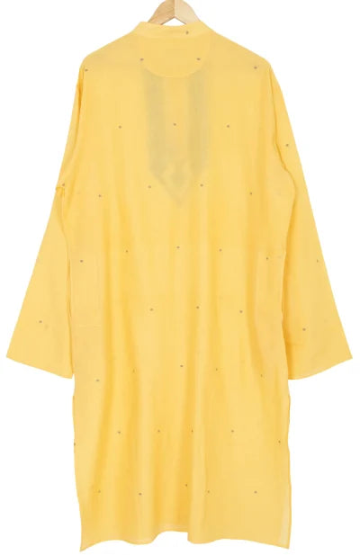 Jamdani Cotton Kurta – Yellow - Retail Maharaj