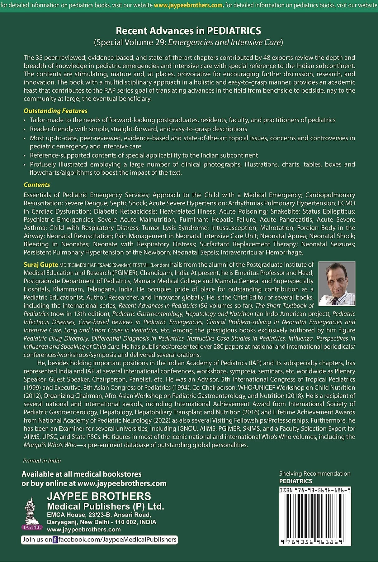 RECENT ADVANCES IN PEDIATRICS (SPECIAL VOLUME 29): EMERGENCIES AND INTENSIVE CARE