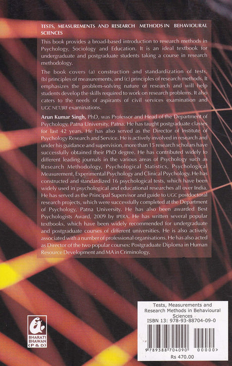 Tests, Measurements And Research In Behavioural Sciences - by A K Singh (2024-25 Examination) - Retail Maharaj