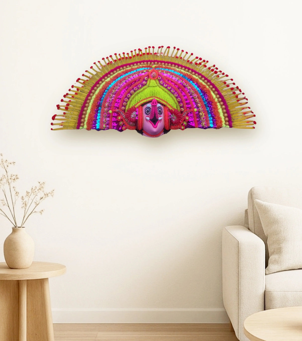 Vibrant Ganesha – Purulia Chhau Mukhosh – Folk Art Ganesha Mask - Retail Maharaj