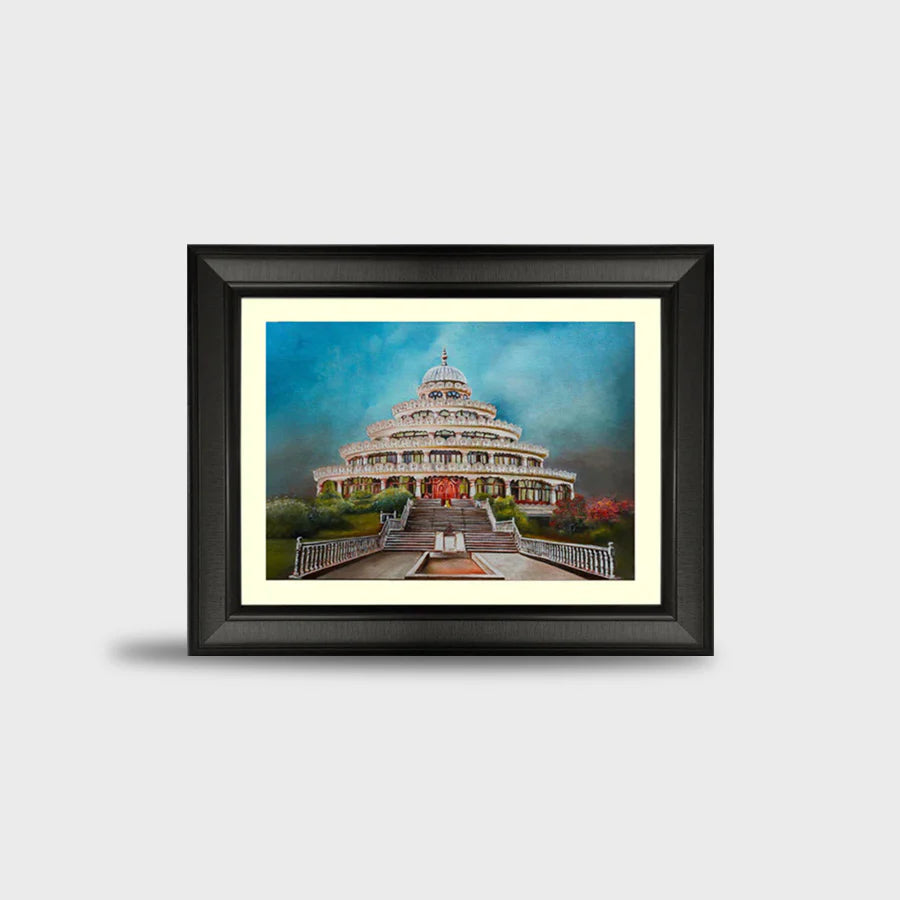 Acrylic Painting Print of Vishalakshi Mandap – 14.5 x 18.5 Inches with Black Frame (Pre-Order) - Retail Maharaj