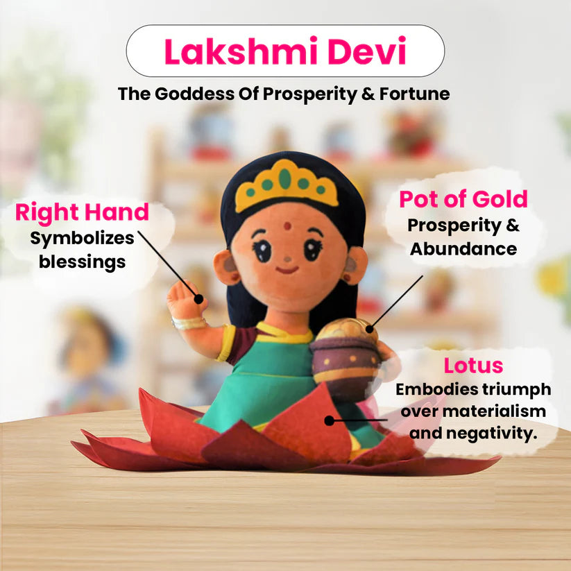 Lakshmi Devi Plush Toy with Mantras (07 inch) - Retail Maharaj