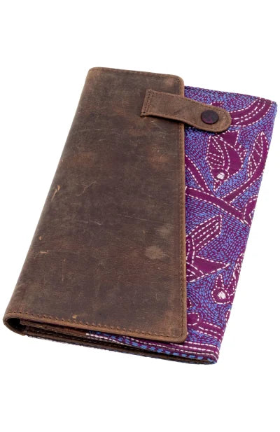 Leather Ladies Clutch with Kantha Work - Retail Maharaj