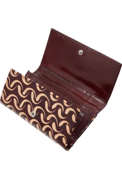 Shantiniketan Leather Ladies Wallet with Batik Design - Retail Maharaj
