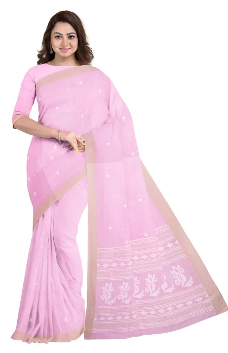 Tangail Cotton Saree – Baby Pink - Retail Maharaj