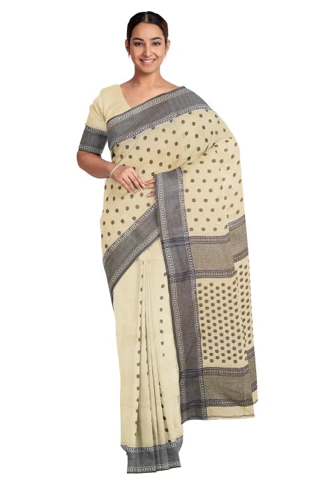 Tangail Cotton Saree – Beige - Retail Maharaj