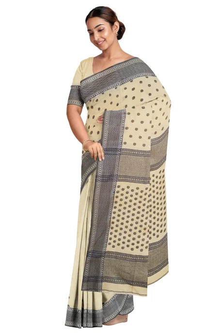 Tangail Cotton Saree – Beige - Retail Maharaj