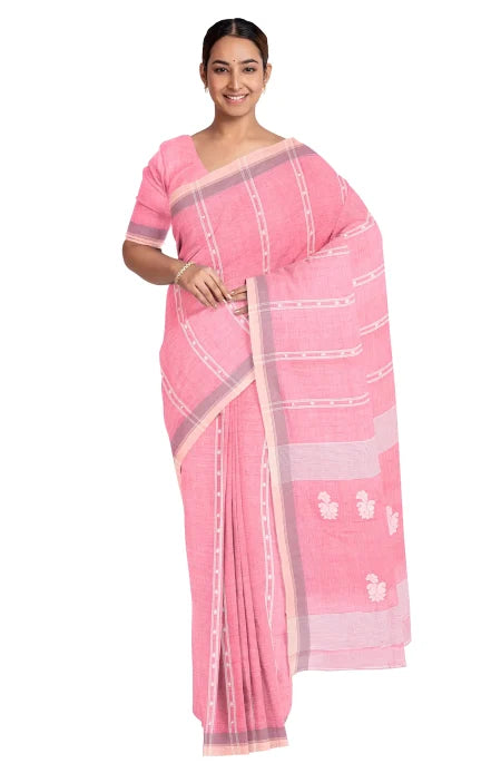 Tangail Cotton Saree – Pink - Retail Maharaj