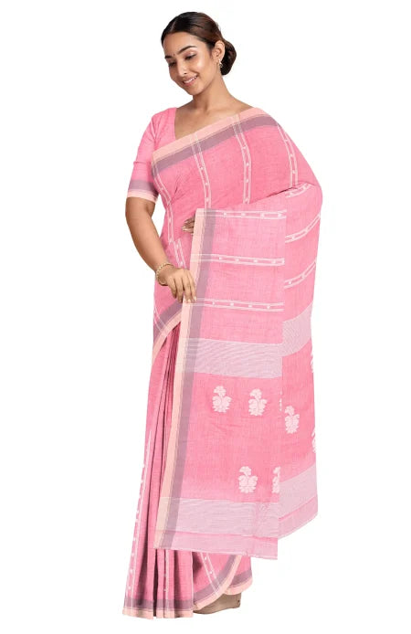 Tangail Cotton Saree – Pink - Retail Maharaj