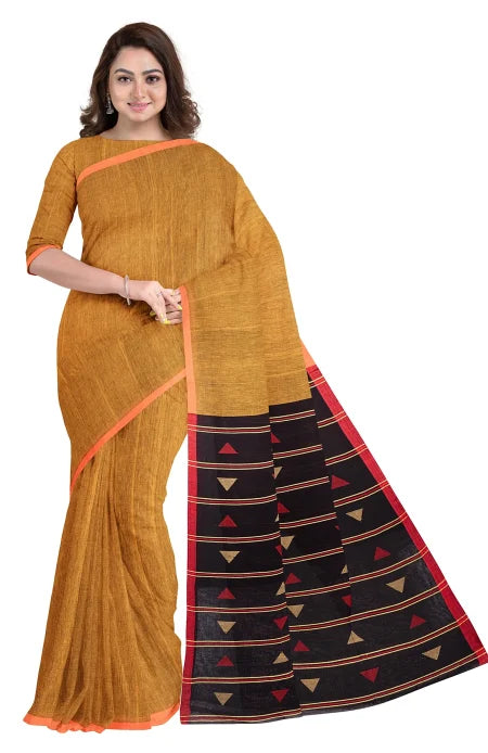Tangail Cotton Saree – Mustard - Retail Maharaj