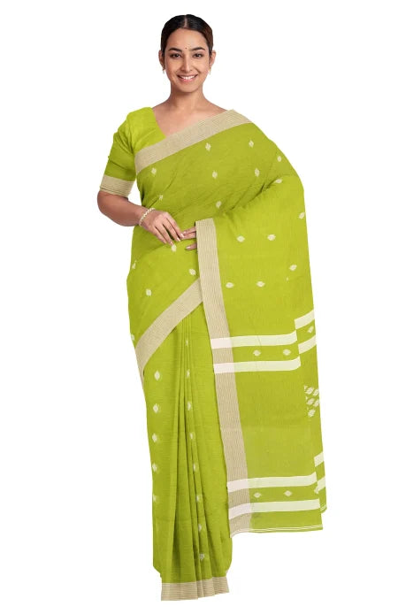 Tangail Cotton Saree – Green - Retail Maharaj