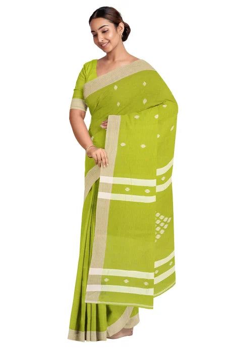 Tangail Cotton Saree – Green - Retail Maharaj