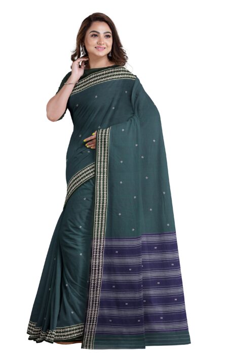 Begumpuri Cotton Saree – Dark Green - Retail Maharaj