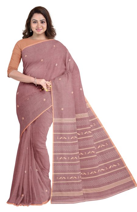 Tangail Cotton Saree – Peach - Retail Maharaj