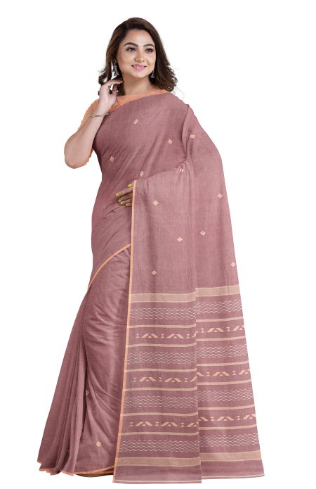Tangail Cotton Saree – Peach - Retail Maharaj