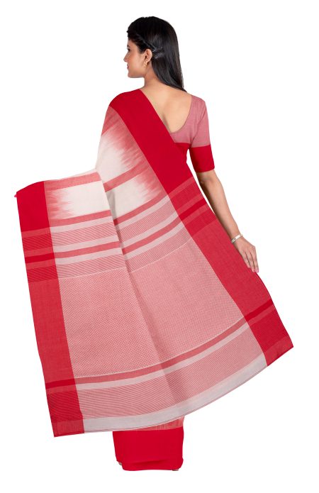 Tangail Cotton Saree – White and Red - Retail Maharaj