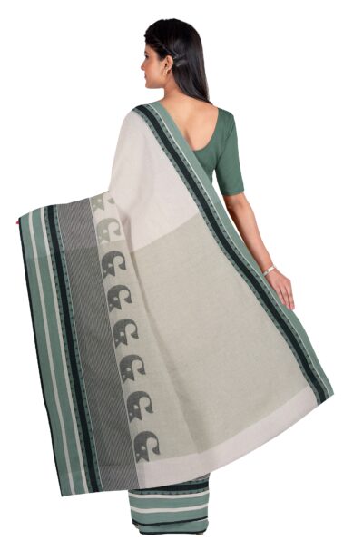 Tangail Cotton Saree – Off-White - Retail Maharaj