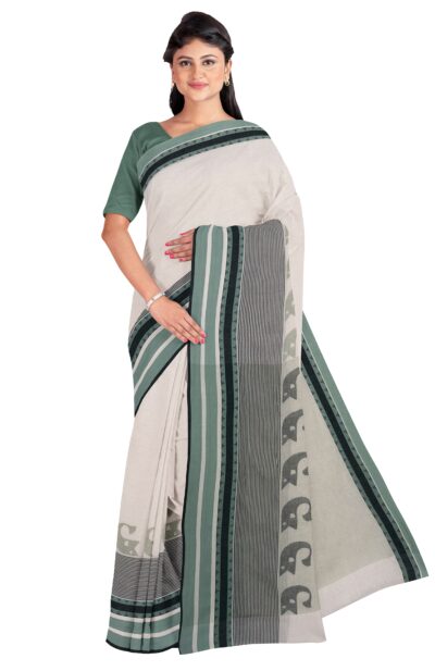 Tangail Cotton Saree – Off-White - Retail Maharaj