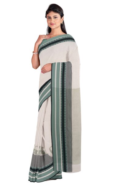 Tangail Cotton Saree – Off-White - Retail Maharaj